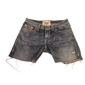 Big Star "Sweet" Sz 29 Denim Blue Jean Shorts, Women's 29, Boho, Distressed, 5"